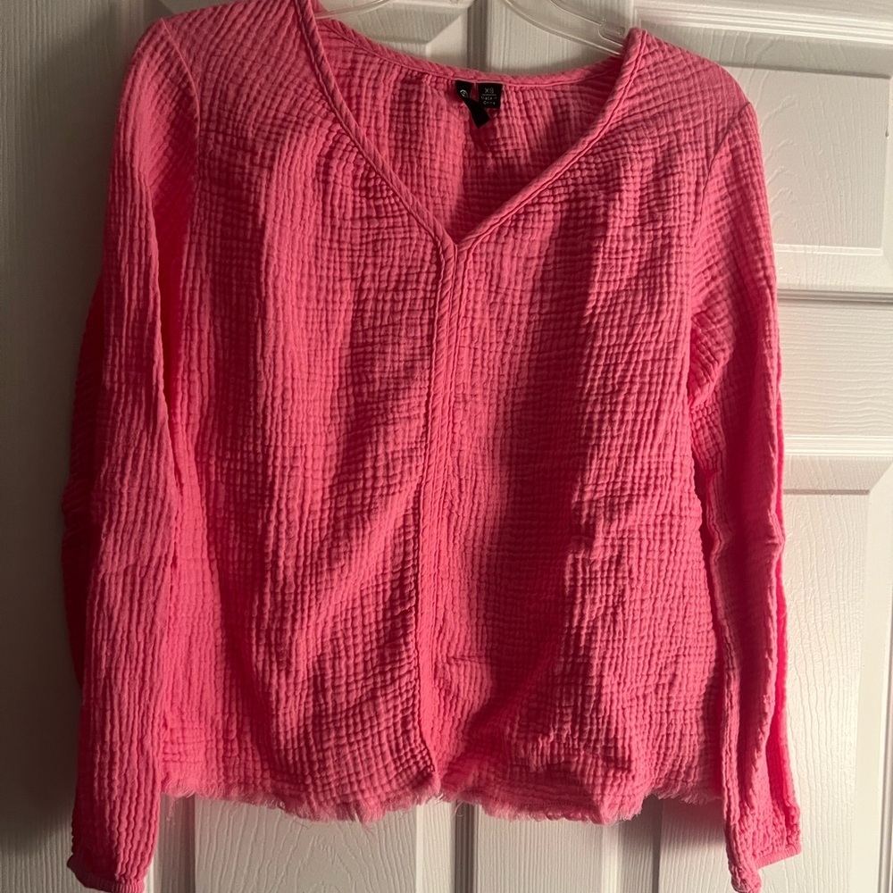 Versona Bright Pink Textured Blouse